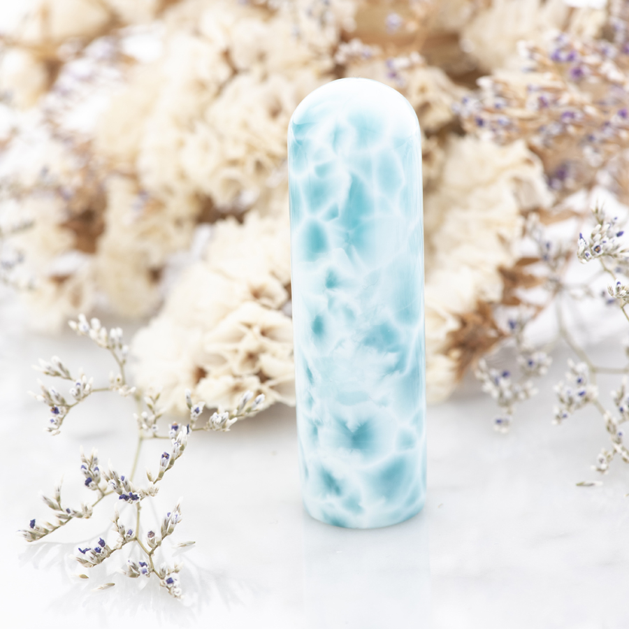 ラリマー 約17 × 60㎜｜パワーストーン宝石印鑑 Rose Stone(ローズ 